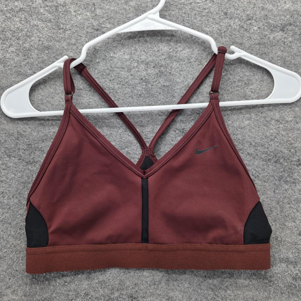 Nike Sports Bra Womens Small Burgundy Black Racerback Adjustable Straps Athletic